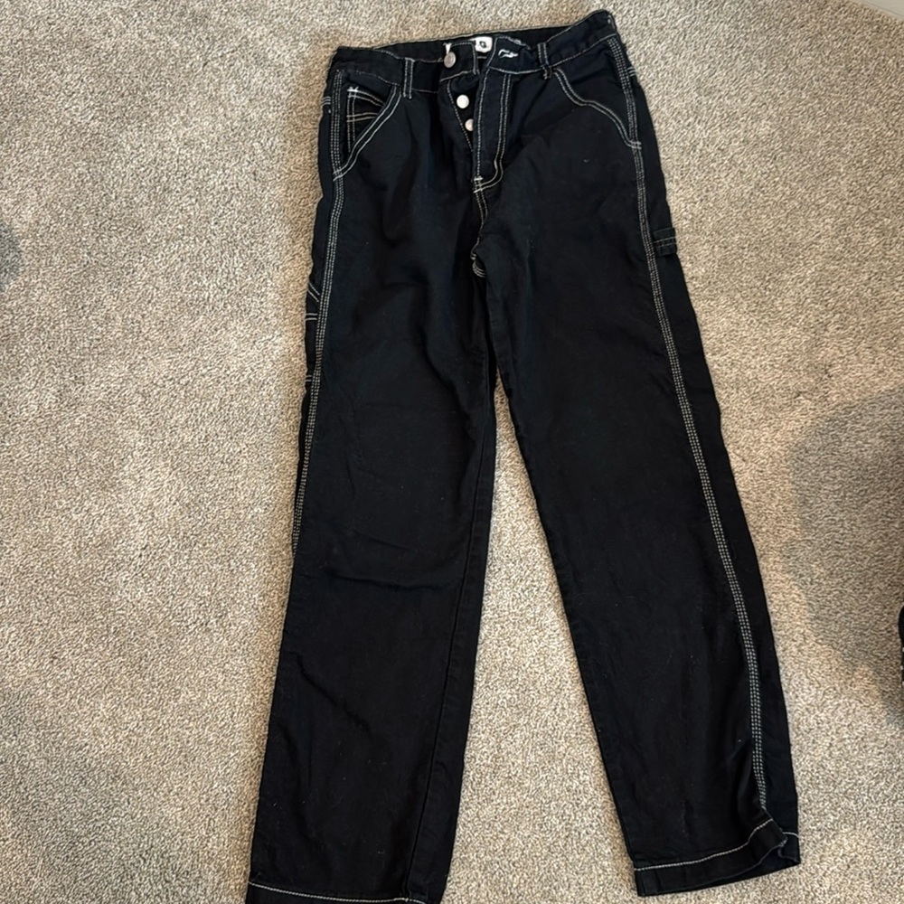 Black jeans with white detailing